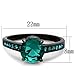 Marimor Jewelry 2.16 Carat Blue Green Zirconia Black Stainless Steel Engagement Ring Women's Size 5-10