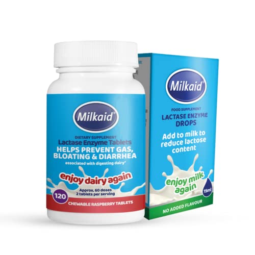 Milkaid Lactase Enzyme Drops & Milkaid Tablets for Lactose Intolerance