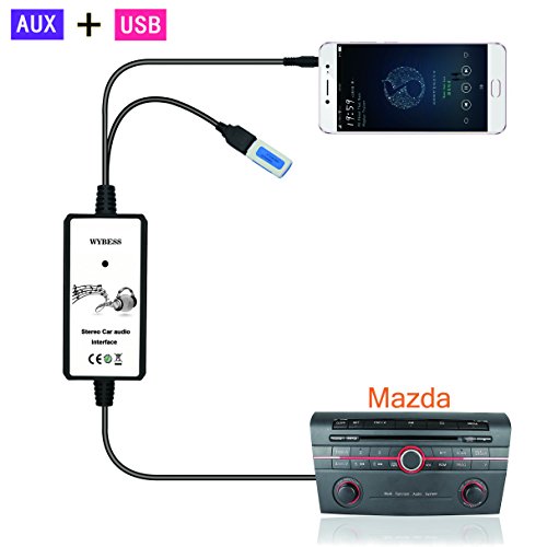Wyness Car CD USB Audio Aux Adapter Digital Music Cd Changer 3.5mm Interface for Mazda 2003-2011 M3 2003-2011 M6 1999-2003 323 2003-2008 Miata 2003-2008 MX5 2002-2011 MPV 2006-2011 CX7 - Thumbnail 2
