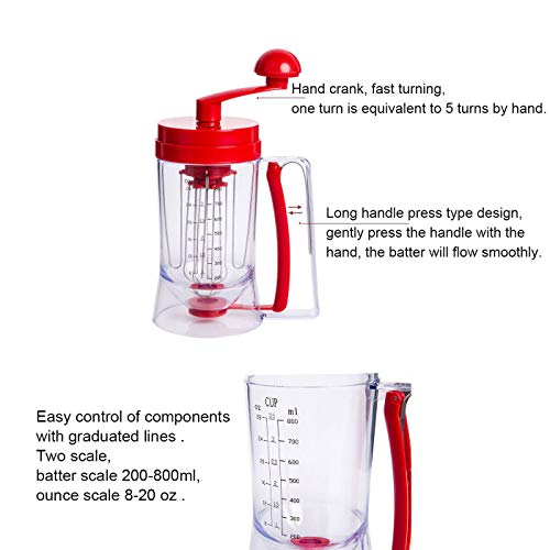 Buwico Pancake Batter Dispenser with HandCrank Whisk Lid, Manual