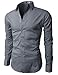 H2H Mens Wrinkle Free Slim Fit Shirt with Solid Long Sleeve GRAY,US M (Asia L)