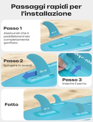 Glymnis Tavola Da SUP 320×81×15cm SUP Gonfiabile Capacità Di Carico Di 140 Kg Tavola Da Surf Stand Up Paddle Tavola SUP Con Pompa Ad Aria Pagaia Regolabile Borsa Da Trasporto