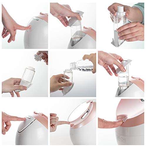 Facial Steamer With Double Sided Makeup Mirror, Nano Ionic Hot Mist Steamer for Personal Facial Sauna Use At Home