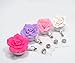 Qinsuee Soft Ceramic Flower Retractable ID/Name Badge Holder with Clip,4 Pack (LightColor)