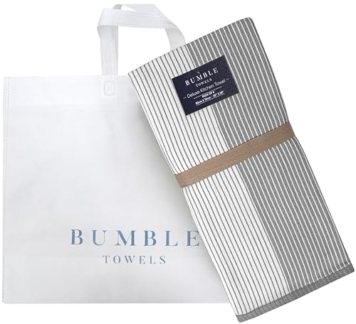 Premium Kitchen Towels (20”x 28”, 6 Pack) | Large Cotton Dish Towels | Flat & Terry Highly Absorbent Kitchen Linen Set with Hanging Loop | Gray
