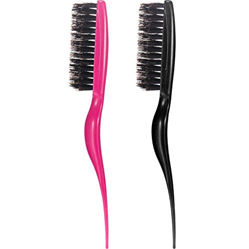 Frienda 2 Pieces Boar Bristle Brush Salon Comb Hair Teasing Brush (Fuchsia and Black) Frienda 2 Pieces Boar Bristle Brush Salon Comb Hair Teasing Brush (Fuchsia and Black)