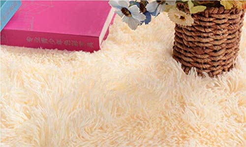 ACTCUT Super Soft Indoor Modern Shag Area Silky Smooth Fur Rugs Fluffy Anti-Skid Shaggy Area Rug Dining Living Room Carpet Comfy Bedroom Floor 4- Feet by 5- Feet (Yellow)