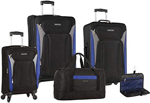 Nautica Open Seas 5 Piece Luggage Set, Black