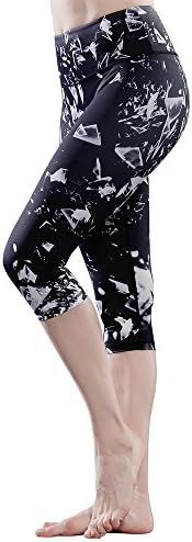 Yoga Capris - Yoga Leggings - Yoga Capris for Women - Active Wear - Black Active Capri Gym Fitness Stretchy Tight Tummy Control Non See-Through Fabric Running Compression with Pockets (L, Yoga Pants)