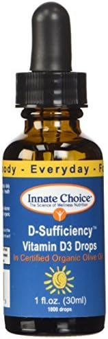 D-Sufficiency Liquid Vitamin D3 1,000 IU Drops, 30ml, 1oz by Innate Choice D-Sufficiency