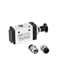 uxcell - Válvula solenoide manual de empuje de mano, 2 posiciones, rosca neumática, válvula de palanca de aire operada