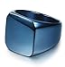 LOYALLOOK Mens Stainless Steel Biker Rings Signet Style Polished Classic Bands Ring Blue Tone Size 9