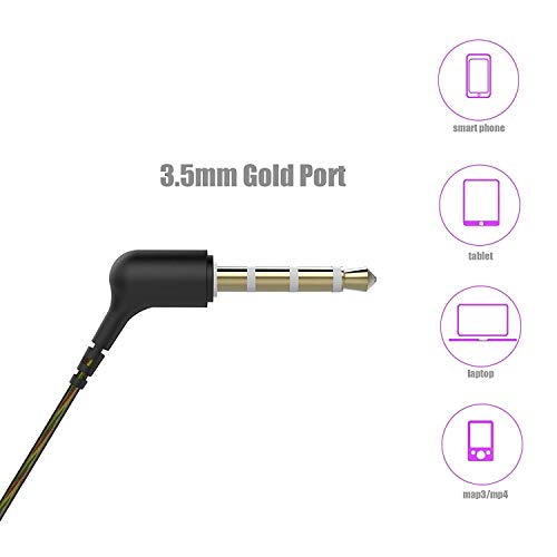 Wired Headphones, BYZ Earbuds with Mic, Stereo Wired Earphones, Tangle Free Cable, Ergonomic Design, 3.5mm Jack, Black+Red