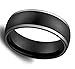 8mm Titanium Rings for Men Women Black Dome Two Tone Polish Wedding Band