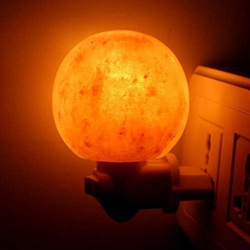 Carved Warm White Spherical Salt Lamp Natural Crystal Salt Lamp for Lighting Decoration and Air Purification with Plug9.8 * 5cm15w