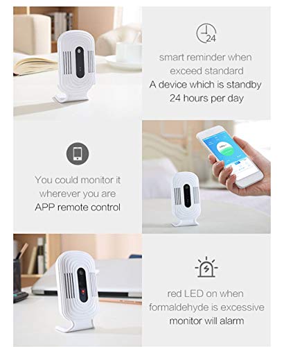 AutumnFall LCD Digital Air Quality Monitor PM2.5/TVOC/HCHO/CO2 Detector Gas Analyzer Tool (White)
