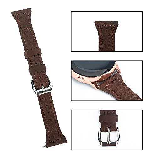 EZCO Leather Bands Compatible with Samsung Galaxy Watch Active/Active 2 / Galaxy Watch 42mm / Gear Sport, 20mm Slim Genuine Leather Watch Strap Replacement Wristband for Galaxy Watch 42mm R810 - Thumbnail 2