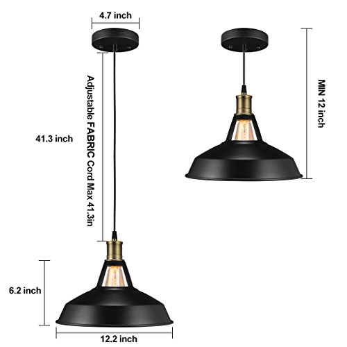 Salking Metal Industrial Pendant Light, Vintage Barn Hanging Lamp, Modern Iron Pendant Lighting, Oil Rubbed Black Finish,Â Ceiling Light/Dining Room Lamp - 3 Pack