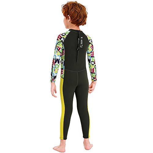 NATYFLY Kids Wetsuit,2.5mm Neoprene Thermal One Piece Swimsuit,Boys Girls and Toddler Wet Suits for Scuba Diving,Youth Full Suit (Dark Green, 2X-Large/7-8Years Old)