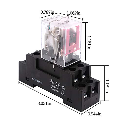 Relais De Puissance AC 220V 10A DPDT - Bobine Avec Socle LY2NJ / HH62P / HHC68A-2Z