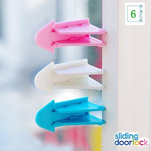 SOOSHOW Child Safety Sliding Door Lock for Closets, Patio, Windows, Glass Door Lock with 3M Adhesive, for Baby Safty (6 Pack)