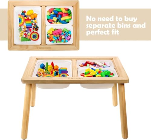 Homodoskey Sensory Table, Study Dining Toys Storage Table for Kids, Activity Table with Storage Bins-Multifunctional Toddler Activity Table Promotes Sensory Experiences and Growth