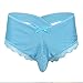 YiZYiF Men's Pouch Sissy Lace Floral Underwear Criss-Crossing Bikini Panties Lingerie Sky Blue Large(Waist31.0-44.0