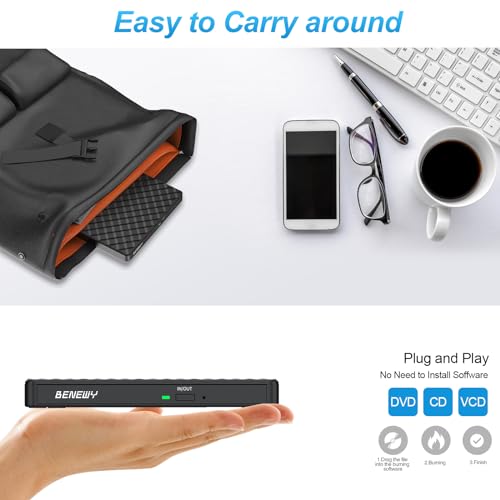External DVD Drive USB 3.0 Type-C CD Burner Portable CD/DVD Drive DVD Player for Laptop External CD Drive CD Reader Lecteur CD Externe for PC Laptop Desktop Windows 11/10/8.1/7 Linux OS Apple Mac
