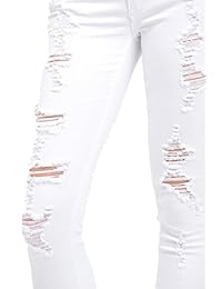 kan puede las damaes de alta Rise destruido Skinny Jeans Blanco kc6038wt