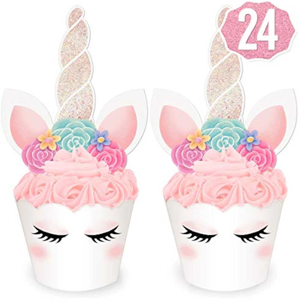 Xo, Fetti Unicorn Cupcake Toppers + Wrappers Set Of 24 Xo, Fetti Unicorn Cupcake Toppers + Wrappers Set Of 24