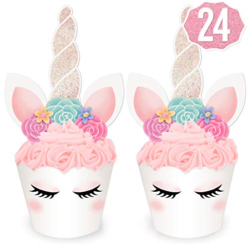 Xo, Fetti Unicorn Cupcake Toppers + Wrappers Set Of 24 Birthday