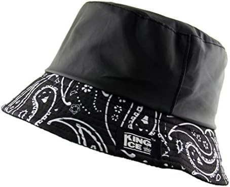 UD Accessories UNISEX BUCKET BUSH HAT BANDANA PAISLEY PRINT FLEECE LINED WATER RESISTANT in Black White Red
