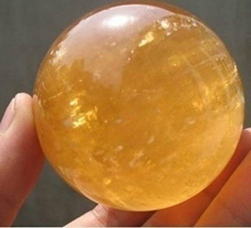 Natural Citrine Calcite Quartz Crystal Sphere Ball Healing Gemstone 65MM+SAND