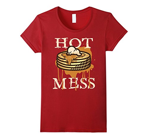 Womens Hot Mess Short Stack Of Pancakes Full Of Syrup T-Shirt Large Cranberry