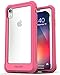 Encased iPhone XR Case Pink Clear Back w/Tempered Glass Screen Protector (Falcon Series) Ultra Rugged Full Body Transparent Protective Cover