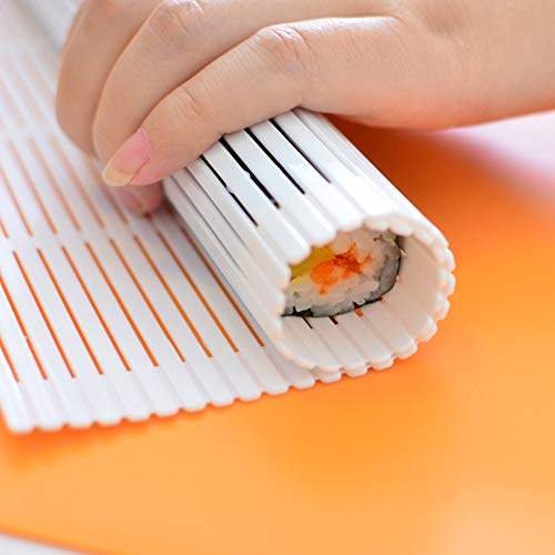 MXY Sushi Rolling Kit Mat Japanese Sushi Making Kit White Plastic With A Mini Rice Paddle (L-8166)