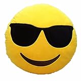 LI&HI 32cm Emoji Smiley Emoticon Yellow Round Cushion Pillow Stuffed Plush Soft Toy (Cool)