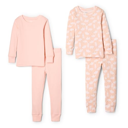 Amazon Essentials Sofia Grainge Unisex Baby Bequemer Pyjama aus Baumwolle, Eisbaer/Rosa, 3 Jahre
