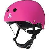Triple Eight Lil 8 Dual Certified Sweatsaver Kids Skateboard and Bike Helmet with Padded Chin Buckle, Neon Pink Rubber, One Size