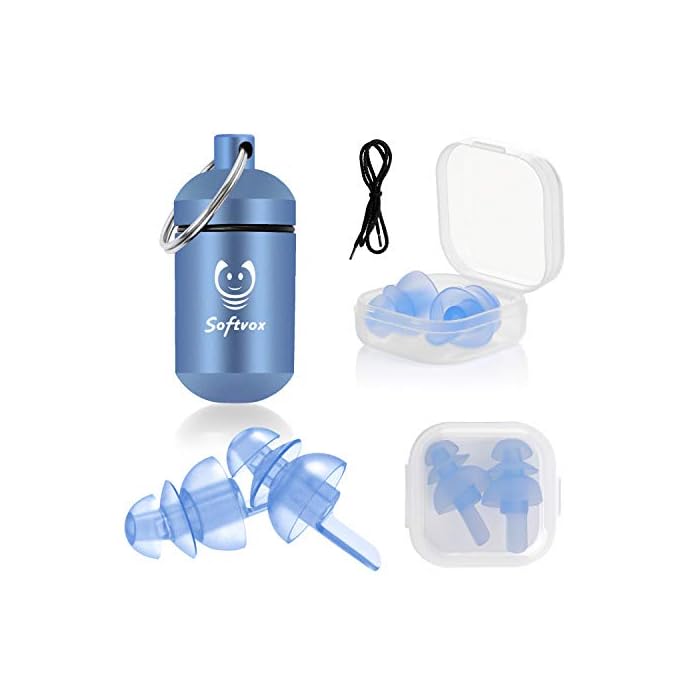 Softvox Silicone Ear Plugs for Sleeping Noise Reduction, 3 Pairs Reusable Earplugs Sound Blocking, Snoring Noise…