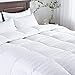 puredown® Goose Feather Comforter Full/Queen Size - All Season Duvet Insert, Ultra Soft Stripe 100% Cotton Shell Hotel Collection Comforters, 500 Thread Count with Ties (90x90'',Stripe White)
