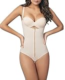 LAZAWG Women/'s Firm Control Thong Body Briefer Shapewear Bodysuit Body Shaper, Nude, Small