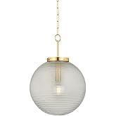 Hudson Valley Lighting 9920-AGB Falls Mills Damp-Rated Pendant, 1-Light E26 Medium Base, Aged Brass
