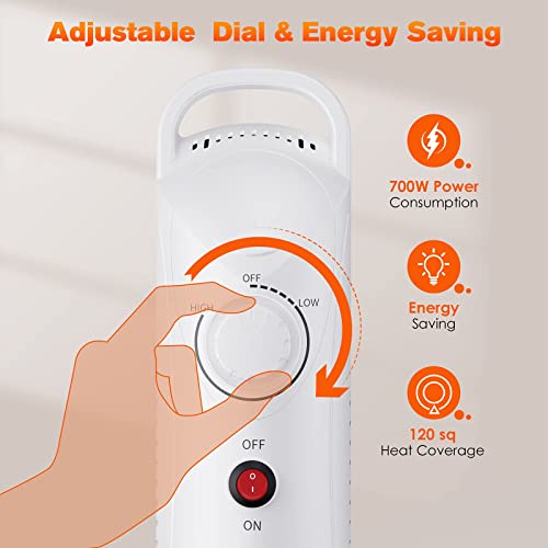 Oil Heater, 700W Air Choice Oil Filled Radiator Heater with Thermostat