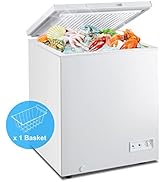 COSTWAY Chest Freezer, 5 Cu.ft Single Door Deep Refrigerator with 7-Grade Temperature Range -11°F...