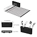 SANNO Over The Sink Multipurpose Roll-Up Dish Drying Rack,Dishes Drying Holder Stainless Steel Sink Drainer, Heat Resistant Mat with Lid Organizer,Black Utensil Silverware Storager