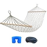 ZLHY Cotton Rope Hammock, Indoor Outdoor Swing Hammock, Hand Made Hammock Natural Color, Suitable for Camping, Picnics, Leisure, Parks, Dormitories
