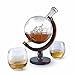 The Wine Savant 1000 Milliliter World Decanter, Globe Decanter, For Whiskey, Scotch, Spirits, Wine Or Vodka with Antique Ship, Anniversary, Holiday for Him, Birthday, Housewarming, Wedding