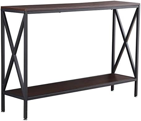 Console Table, Ticova 47" Entryway Hallway Table with Sturdy X-Frame, Textured Walnut Sofa Table, Easy Assembly
