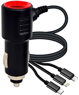 JacBorn Universal Car Charger for iPhone X/8/7/6/5,Sumsang Galaxy S8/S6,Huawei and more cell phones with lightning/micro USB/USB C cable,3in1, high speed car charger adapter